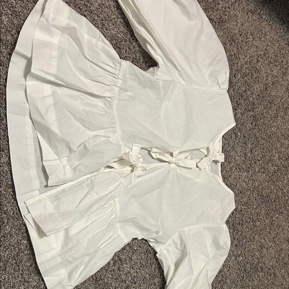 White Blouse with Bow Details